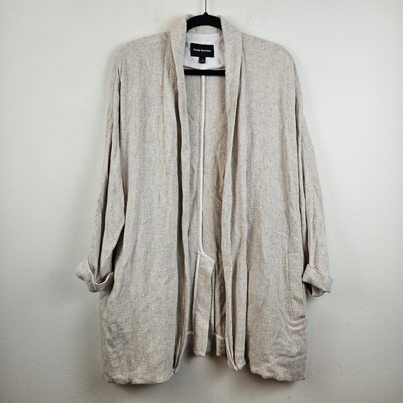 Frank And Oak Linen Blend Open Front Blazer Size Large - Picture 1 of 8